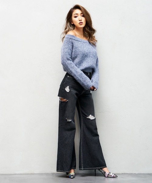 SPIRALGIRL(スパイラルガール)の「2wayレイヤードニット(ニット/セーター・レディース・ベージュ/ブラウン/ブルー・FREE)」の16枚目の写真