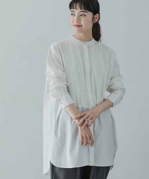 かぐれ　ピンタックチュニックブラウス　白 かぐれ（カグレ）の「ピンタックチュニックブラウス（Tシャツ
