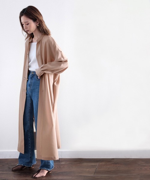 classicalelf(クラシカルエルフ)の「最旬、チャイナ風。ロング丈バンドカラーシャツ(シャツ/ブラウス・レディース・アイボリー/グレイッシュベージュ・MEDIUM/LARGE/X-LARGE)」の3枚目の写真