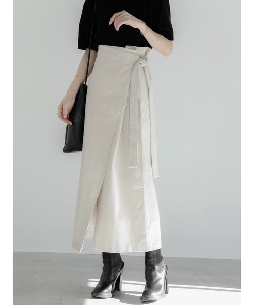 amel（エイメル）の「コーデュロイラップスカート（スカート・レディース・アイボリー・FREE）」の3枚目の写真