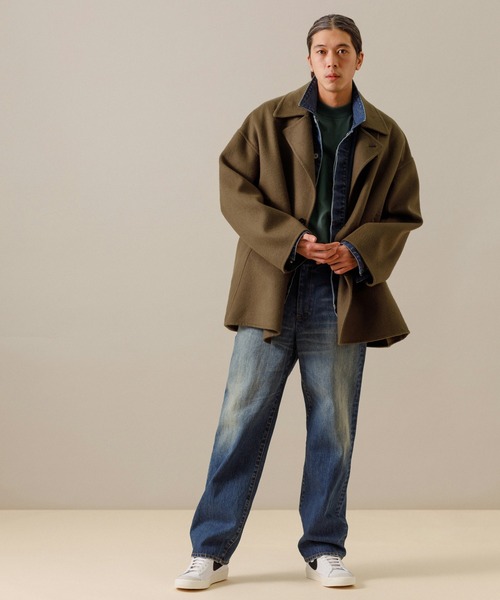 ADAM ET ROPE'（アダムエロペ）の「リコンストラスト ルーズテーパード スラックスデニム（デニムパンツ・メンズ・ダークインディゴブルー/ライトインディゴブルー・M/L）」の9枚目の写真