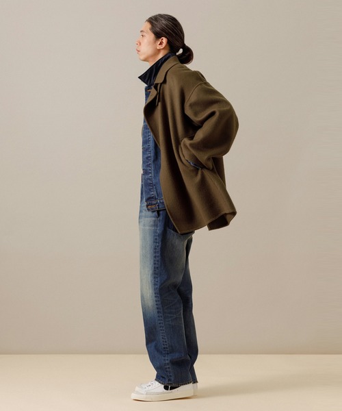 ADAM ET ROPE'（アダムエロペ）の「リコンストラスト ルーズテーパード スラックスデニム（デニムパンツ・メンズ・ダークインディゴブルー/ライトインディゴブルー・M/L）」の13枚目の写真