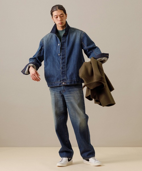 ADAM ET ROPE'（アダムエロペ）の「リコンストラスト ルーズテーパード スラックスデニム（デニムパンツ・メンズ・ダークインディゴブルー/ライトインディゴブルー・M/L）」の11枚目の写真