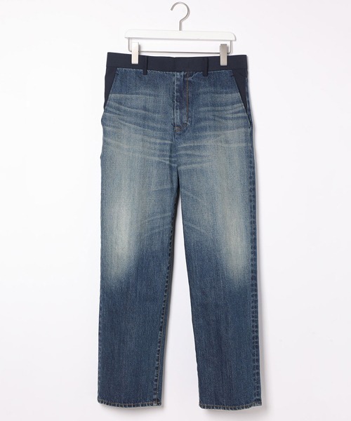 ADAM ET ROPE'（アダムエロペ）の「リコンストラスト ルーズテーパード スラックスデニム（デニムパンツ・メンズ・ダークインディゴブルー/ライトインディゴブルー・M/L）」の7枚目の写真