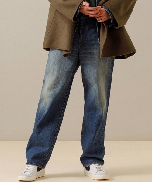 ADAM ET ROPE'（アダムエロペ）の「リコンストラスト ルーズテーパード スラックスデニム（デニムパンツ・メンズ・ダークインディゴブルー/ライトインディゴブルー・M/L）」の16枚目の写真