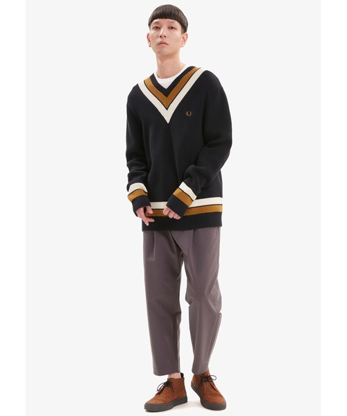 FRED PERRY（フレッドペリー）の「Stripe Detail V-Neck Knit