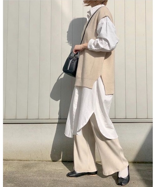 She's Closet（シーズクローゼット）の「オーバーサイズ長袖ロング丈シャツワンピース（シャツワンピース・レディース・ホワイト/ベージュ/ライトブルー・FREE）」の9枚目の写真