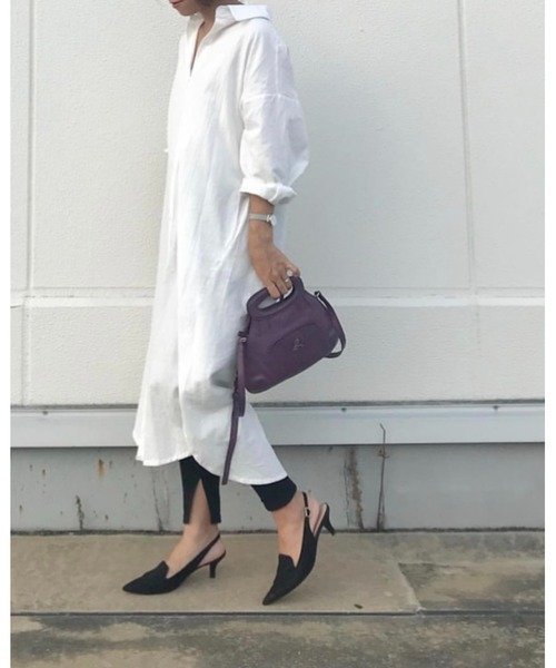 She's Closet（シーズクローゼット）の「オーバーサイズ長袖ロング丈シャツワンピース（シャツワンピース・レディース・ホワイト/ベージュ/ライトブルー・FREE）」の11枚目の写真