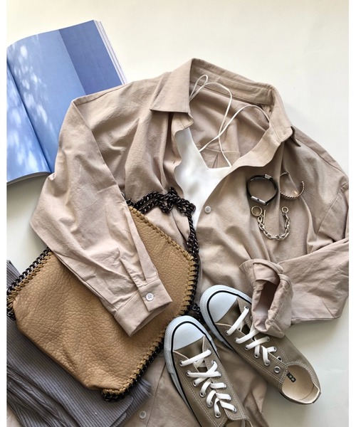 She's Closet（シーズクローゼット）の「オーバーサイズ長袖ロング丈シャツワンピース（シャツワンピース・レディース・ホワイト/ベージュ/ライトブルー・FREE）」の21枚目の写真