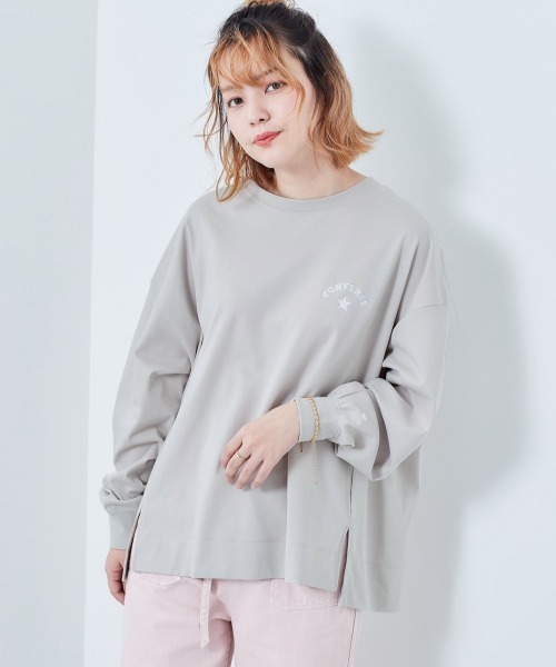 CONVERSE（コンバース）の「【ＣＯＮＶＥＲＳＥ】コンバース シルケットワンポイントロンＴｅｅ（Tシャツ/カットソー・レディース・ブルー/グレー/チャコール・M）」の2枚目の写真