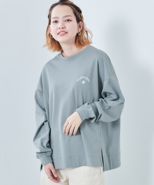 CONVERSE（コンバース）の「【ＣＯＮＶＥＲＳＥ】コンバース シルケットワンポイントロンＴｅｅ（Tシャツ/カットソー・レディース・ブルー/グレー/チャコール・M）」の3枚目の写真