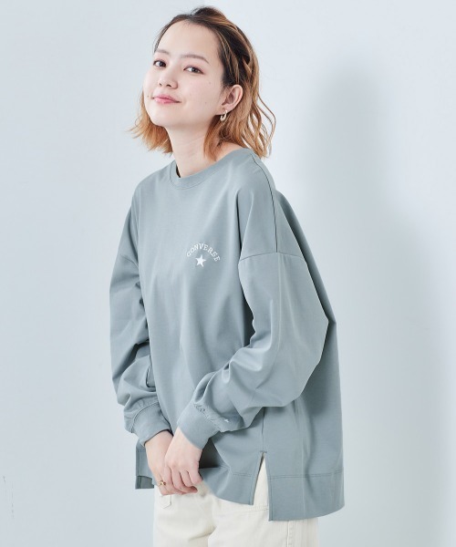 CONVERSE（コンバース）の「【ＣＯＮＶＥＲＳＥ】コンバース シルケットワンポイントロンＴｅｅ（Tシャツ/カットソー・レディース・ブルー/グレー/チャコール・M）」の5枚目の写真