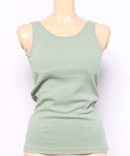 HONEYSUCKLE ROSE(ハニーサックルローズ)の「【HONEYSUCKLE ROSE】カップ付きリブタンク(タンクトップ・レディース・ライトベージュ/グリーン/ダークグレー・S/M/L)」の2枚目の写真