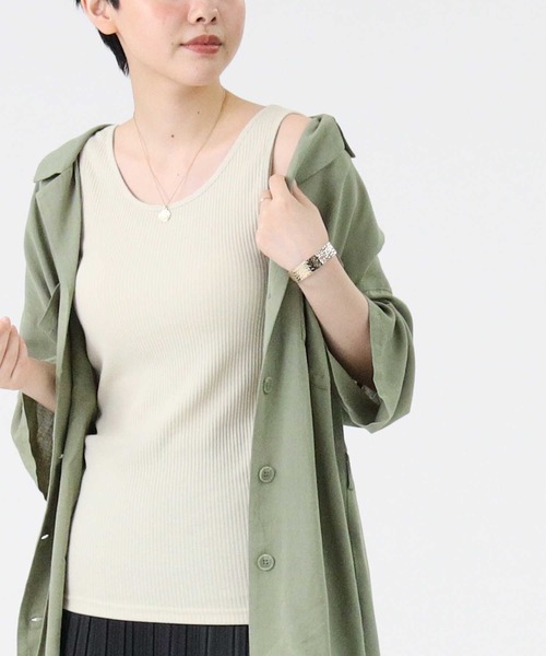 HONEYSUCKLE ROSE(ハニーサックルローズ)の「【HONEYSUCKLE ROSE】カップ付きリブタンク(タンクトップ・レディース・ライトベージュ/グリーン/ダークグレー・S/M/L)」の8枚目の写真