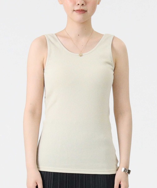 HONEYSUCKLE ROSE(ハニーサックルローズ)の「【HONEYSUCKLE ROSE】カップ付きリブタンク(タンクトップ・レディース・ライトベージュ/グリーン/ダークグレー・S/M/L)」の7枚目の写真