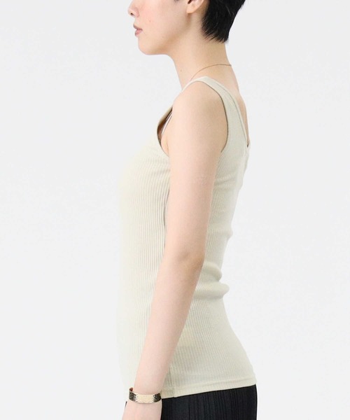 HONEYSUCKLE ROSE(ハニーサックルローズ)の「【HONEYSUCKLE ROSE】カップ付きリブタンク(タンクトップ・レディース・ライトベージュ/グリーン/ダークグレー・S/M/L)」の6枚目の写真
