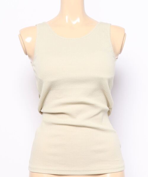HONEYSUCKLE ROSE(ハニーサックルローズ)の「【HONEYSUCKLE ROSE】カップ付きリブタンク(タンクトップ・レディース・ライトベージュ/グリーン/ダークグレー・S/M/L)」の4枚目の写真