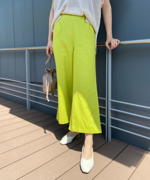 RANAN(ラナン)の「麻入りタックワイドパンツ(スラックス・レディース・ライム/コーラルピンク/サンドグレー/ネイビー・L/M/LL)」の12枚目の写真