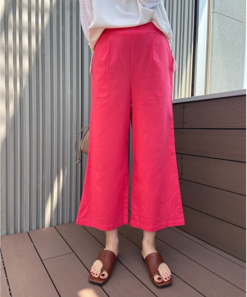 RANAN(ラナン)の「麻入りタックワイドパンツ(スラックス・レディース・ライム/コーラルピンク/サンドグレー/ネイビー・L/M/LL)」の16枚目の写真