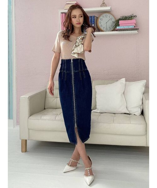 RESEXXY(リゼクシー)の「センタージップハイウエストスカート(デニムスカート・レディース・ホワイト/ピンク/インディゴブルー・SMALL/MEDIUM)」の11枚目の写真