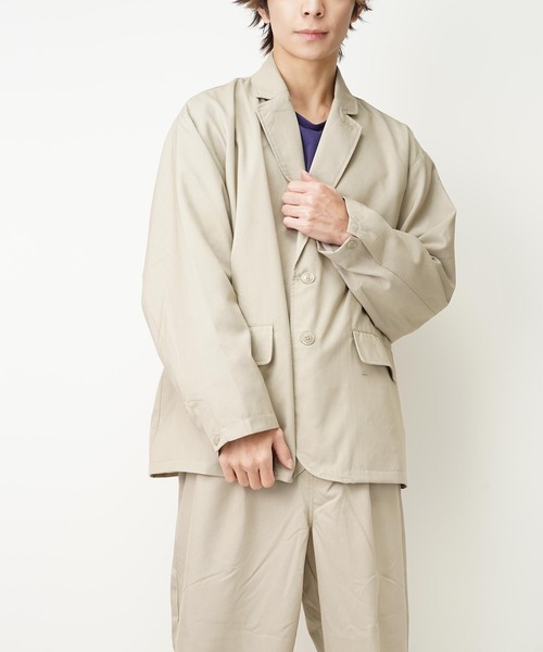 おしゃれスタ（オシャレスタ）の「TRビッグシルエットテーラードジャケット(IR)（テーラードジャケット・メンズ・その他/ベージュ/ブラック/ブルー系その他/グレイッシュベージュ/カーキ・L/M）」の3枚目の写真