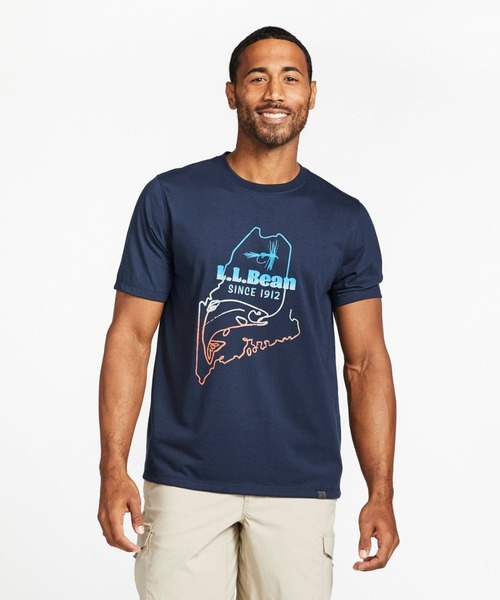 LLBean グラフィックトレーナー Mサイズ テクニカル・フィッシング・グラフィック・ティ、半袖 米国フィット