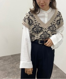 ダマスク柄ニットベスト【ZOZOTOWN限定アイテム】