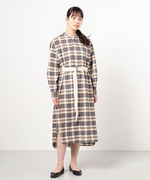 MANASTASH（マナスタッシュ）の「MANASTASH/マナスタッシュ　W-s INDIAN CHECK DRESS（ワンピース・レディース・ネイビー/ベージュ・MEDIUM）」の2枚目の写真