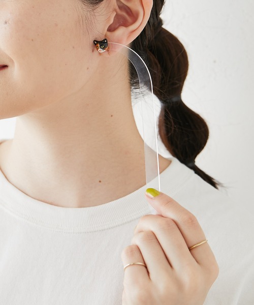 NACH（ナッシュ）の「（WEB限定あり）【NACH(ナッシュ)】ネコピアス（ピアス（両耳用）・レディース・アイボリー/ブラック系その他・FREE）」の6枚目の写真