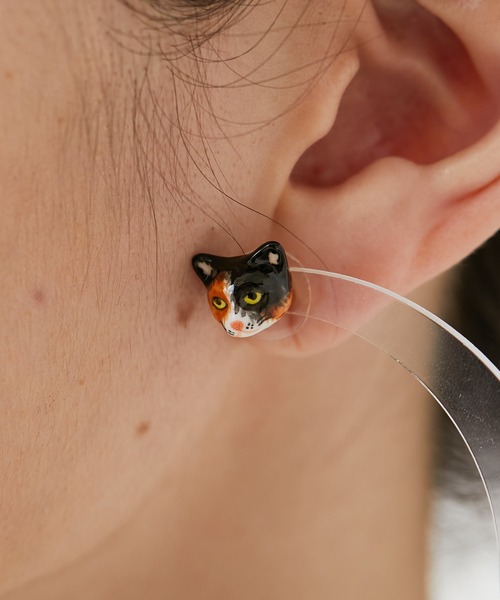 NACH（ナッシュ）の「（WEB限定あり）【NACH(ナッシュ)】ネコピアス（ピアス（両耳用）・レディース・アイボリー/ブラック系その他・FREE）」の7枚目の写真