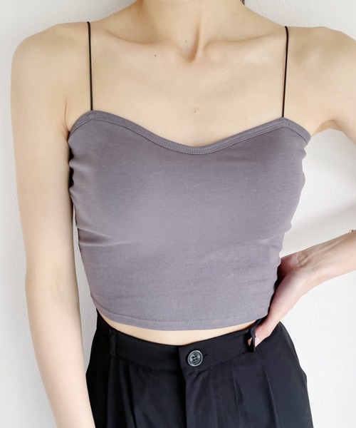 Alite cloth(アリーテクロス)の「カップ付き華奢ストラップキャミソール(キャミソール・レディース・グレー/ホワイト/ブラック/ブラウン/ピンク/ブルー・FREE)」の3枚目の写真