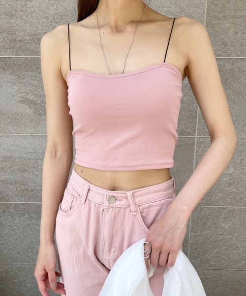 Alite cloth(アリーテクロス)の「カップ付き華奢ストラップキャミソール(キャミソール・レディース・グレー/ホワイト/ブラック/ブラウン/ピンク/ブルー・FREE)」の15枚目の写真