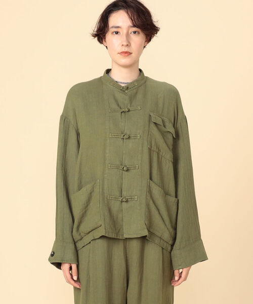 Rie Miller（リエミラー）の「ミニヘリンボーンチャイナジャケット（ブルゾン・レディース・ブラック/オリーブ・38）」の13枚目の写真