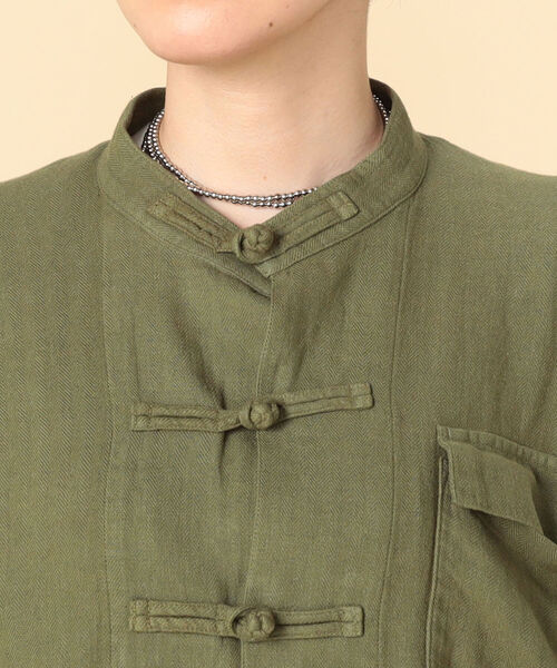 Rie Miller（リエミラー）の「ミニヘリンボーンチャイナジャケット（ブルゾン・レディース・ブラック/オリーブ・38）」の16枚目の写真