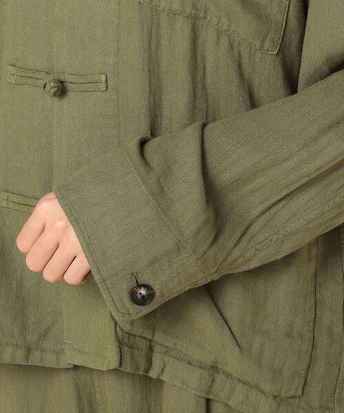 Rie Miller（リエミラー）の「ミニヘリンボーンチャイナジャケット（ブルゾン・レディース・ブラック/オリーブ・38）」の17枚目の写真