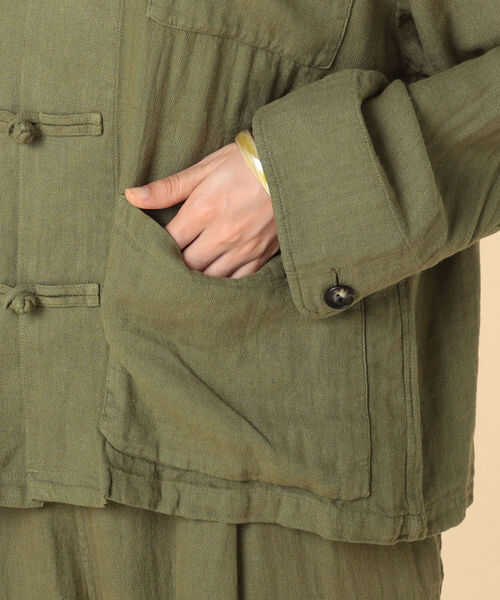 Rie Miller（リエミラー）の「ミニヘリンボーンチャイナジャケット（ブルゾン・レディース・ブラック/オリーブ・38）」の18枚目の写真