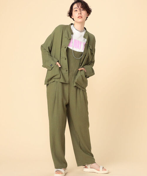 Rie Miller（リエミラー）の「ミニヘリンボーンチャイナジャケット（ブルゾン・レディース・ブラック/オリーブ・38）」の9枚目の写真