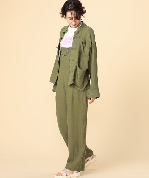 Rie Miller（リエミラー）の「ミニヘリンボーンチャイナジャケット（ブルゾン・レディース・ブラック/オリーブ・38）」の8枚目の写真