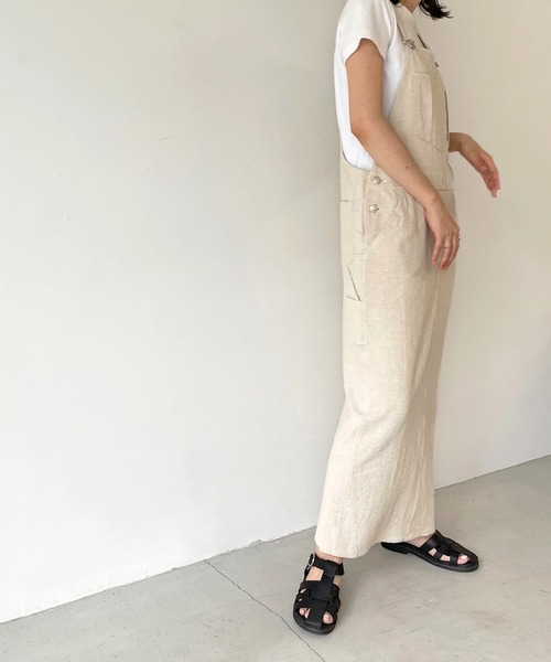 CANAL JEAN(キャナルジーン)の「RED CHOP WORKS(レッドチョップワークス) リネンジャンパースカート(ジャンパースカート・レディース・ブラック/ベージュ・38)」の7枚目の写真