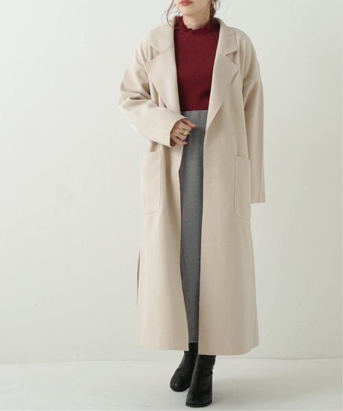 RAY CASSIN(レイカズン)の「ベルト付きテーラードロングコート(チェスターコート・レディース・ブラウン/ブルー/キナリ・FREE)」の2枚目の写真