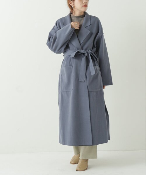 RAY CASSIN(レイカズン)の「ベルト付きテーラードロングコート(チェスターコート・レディース・ブラウン/ブルー/キナリ・FREE)」の5枚目の写真