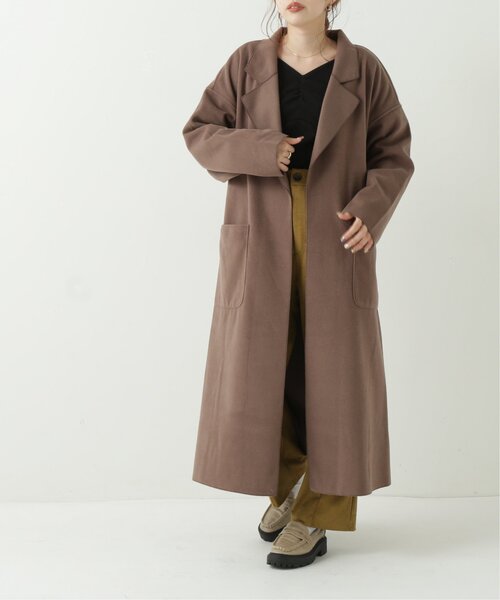 RAY CASSIN(レイカズン)の「ベルト付きテーラードロングコート(チェスターコート・レディース・ブラウン/ブルー/キナリ・FREE)」の8枚目の写真