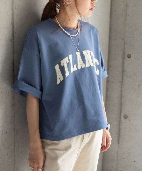 bohmal（ボマール）の「オーバーサイズカレッジロゴTシャツ（Tシャツ/カットソー・レディース・ホワイト/ブラック/ブルー・FREE）」の17枚目の写真