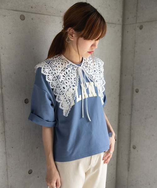 bohmal（ボマール）の「オーバーサイズカレッジロゴTシャツ（Tシャツ/カットソー・レディース・ホワイト/ブラック/ブルー・FREE）」の19枚目の写真