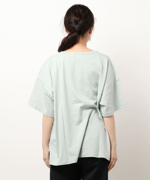 Samansa Mos2（サマンサ モスモス）の「刺繍ロゴTシャツ（Tシャツ/カットソー・レディース・ミント/キナリ/オフホワイト・ﾌﾘ-）」の5枚目の写真