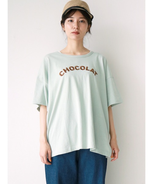 Samansa Mos2（サマンサ モスモス）の「刺繍ロゴTシャツ（Tシャツ/カットソー・レディース・ミント/キナリ/オフホワイト・ﾌﾘ-）」の3枚目の写真