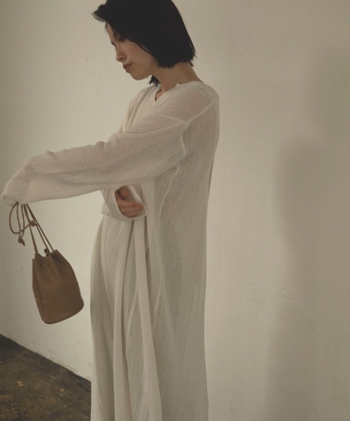 marjour(マージュール)の「COTTON NET ONEPIECE(ワンピース・レディース・チャコールグレー/オフホワイト・M)」の9枚目の写真