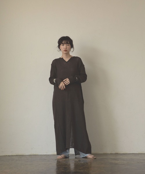 marjour(マージュール)の「COTTON NET ONEPIECE(ワンピース・レディース・チャコールグレー/オフホワイト・M)」の10枚目の写真