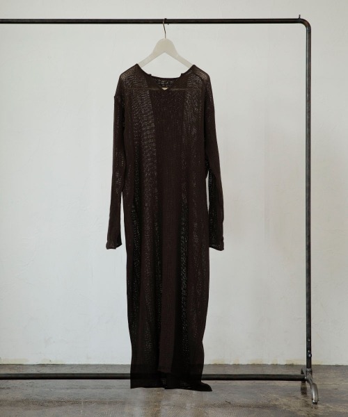 marjour(マージュール)の「COTTON NET ONEPIECE(ワンピース・レディース・チャコールグレー/オフホワイト・M)」の7枚目の写真