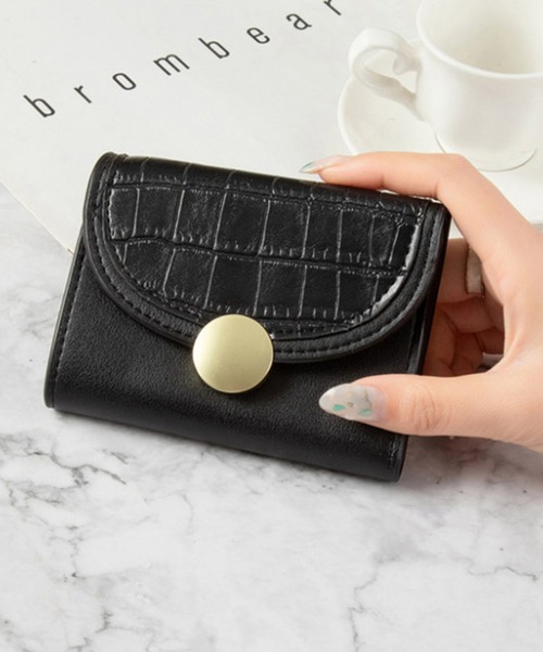STYLEBLOCK（スタイルブロック）の「クロコダイル型押し三つ折りミニ財布（財布・レディース・レッド/ブラウン系その他/ピンク/グリーン/ブラック・FREE）」の2枚目の写真